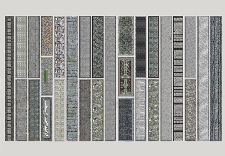 100组中式园林道路铺装SU模型铺装地雕刻拼花样式sketchup草图大师素材