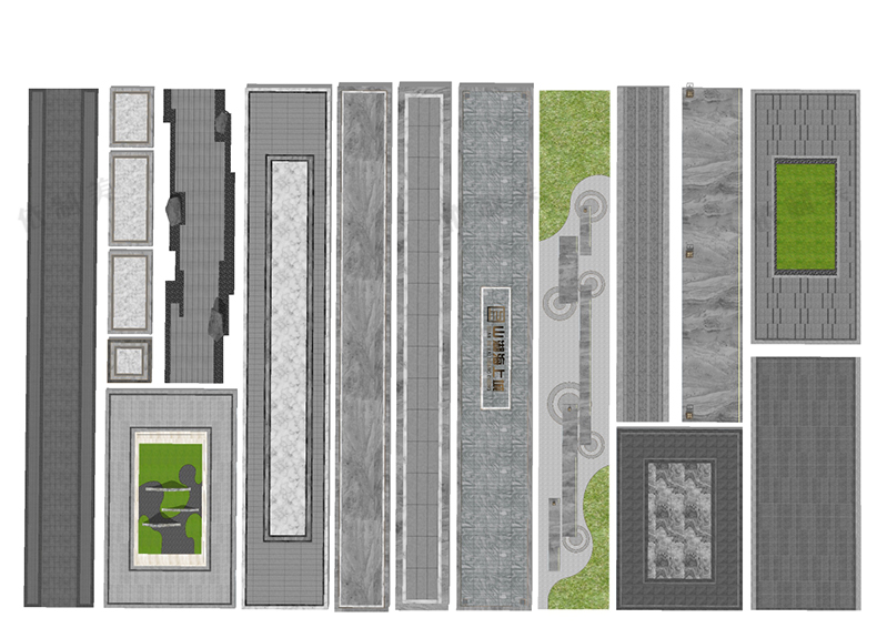 100组中式园林道路铺装SU模型铺装地雕刻拼花样式sketchup草图大师素材