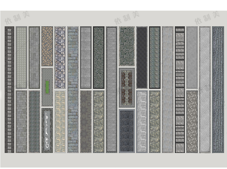 100组中式园林道路铺装SU模型铺装地雕刻拼花样式sketchup草图大师素材