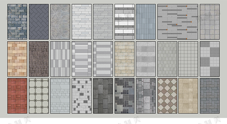 100组中式园林道路铺装SU模型铺装地雕刻拼花样式sketchup草图大师素材