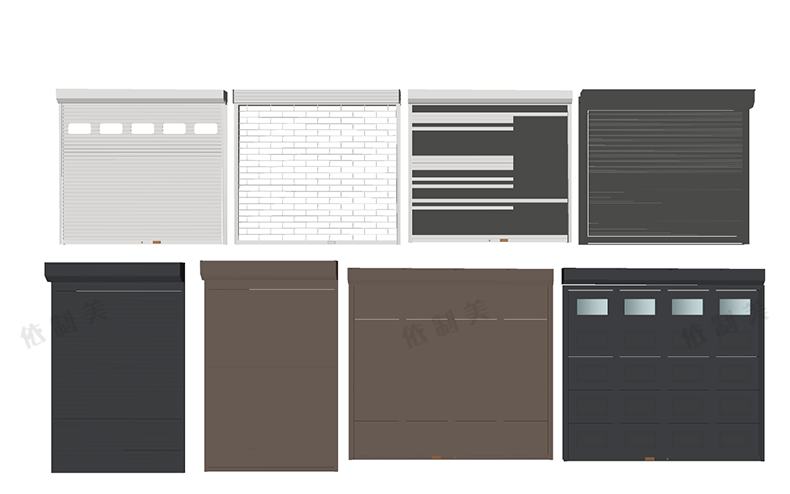 100款卷帘门SU模型电动卷闸门车库大门防盗门sketchup草图大师模型素材