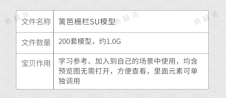 200款新中式栅栏栏杆竹木篱笆围墙SU模型别墅民宿院门围栏草图大师模型