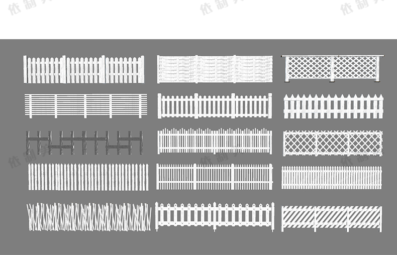 200款新中式栅栏栏杆竹木篱笆围墙SU模型别墅民宿院门围栏草图大师模型