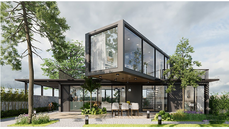 360套集装箱改造LOFT工业风民宿咖啡厅书吧奶茶店别墅建筑SU模型CAD图