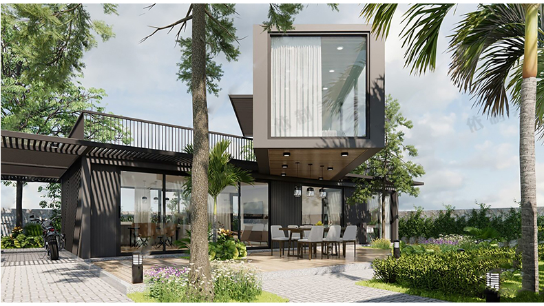 360套集装箱改造LOFT工业风民宿咖啡厅书吧奶茶店别墅建筑SU模型CAD图