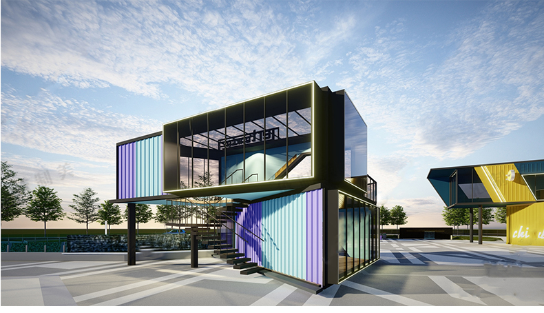 360套集装箱改造LOFT工业风民宿咖啡厅书吧奶茶店别墅建筑SU模型CAD图