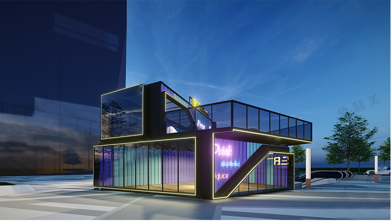 360套集装箱改造LOFT工业风民宿咖啡厅书吧奶茶店别墅建筑SU模型CAD图