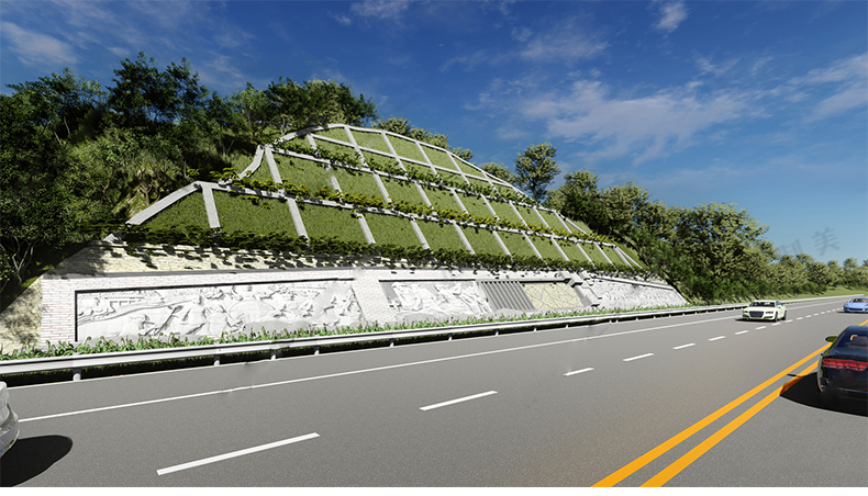 28套城市道路护坡边坡 市政高速公路绿化带生态山地挡土墙 su模型素材