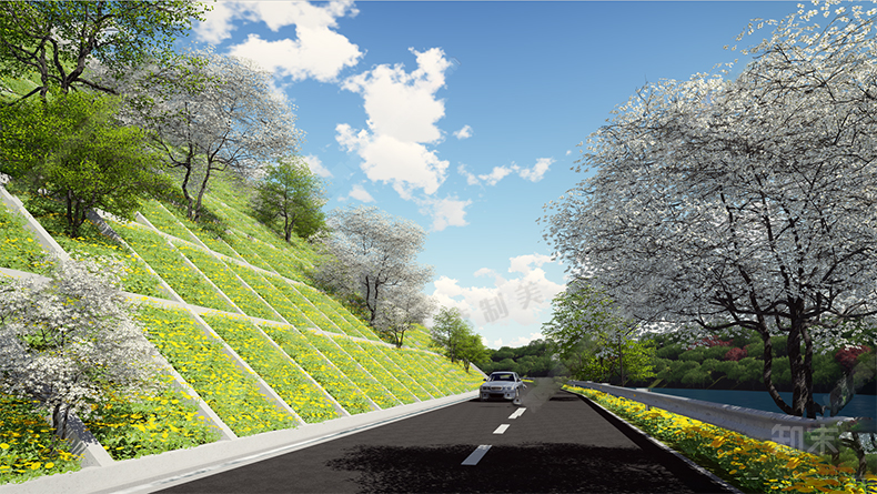 28套城市道路护坡边坡 市政高速公路绿化带生态山地挡土墙 su模型素材