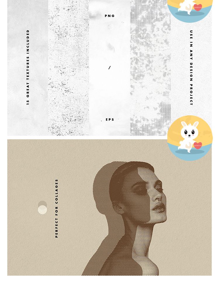 PS复古彩色半调纹理图案图片照片底纹线描版画效果PSD样机素材