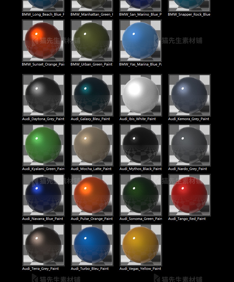 【车漆预设】OC渲染器汽车材质预设车漆材质球 Automotive Paint Shaders