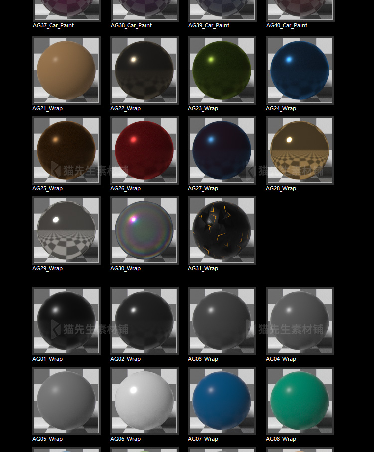 【车漆预设】OC渲染器汽车材质预设车漆材质球 Automotive Paint Shaders