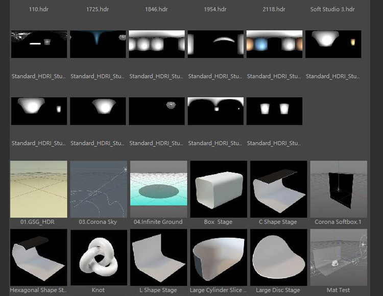 Corona渲染器材质预设&#038;场景模型&#038;灯光预设hdr studio