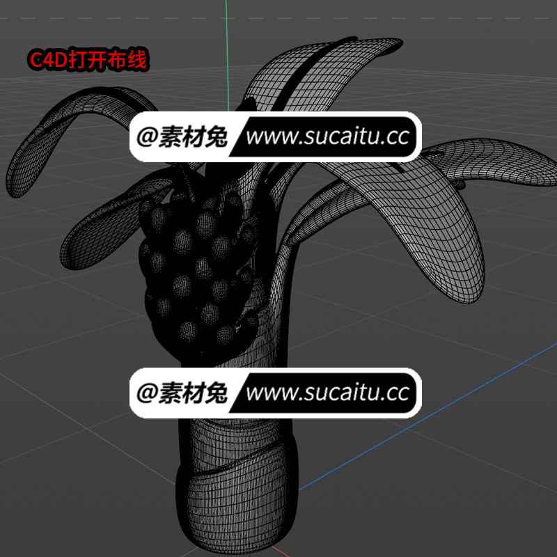 10款C4D卡通绿植盆栽树木blender香蕉树竹子椰树fbx/obj模型素材附png