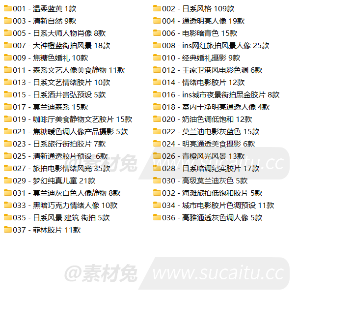 精选37+套LR预设PS滤镜PR调色手机Lightroom达芬奇FCPX剪映视频LUT插件人像