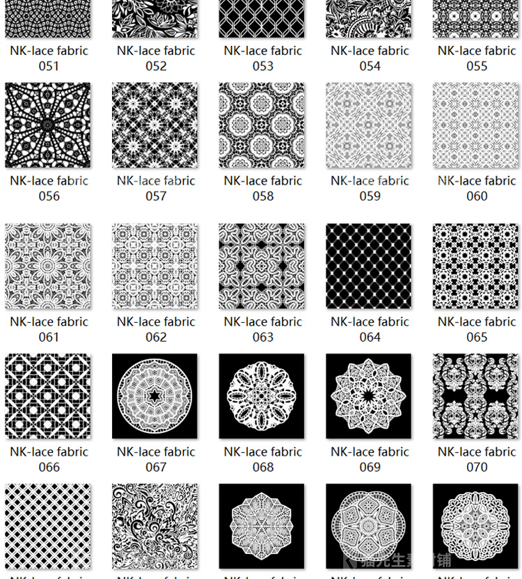 140张蕾丝花边织物图案无缝纹理贴图