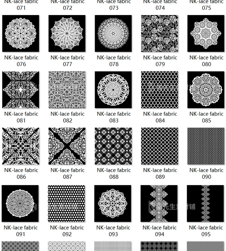 140张蕾丝花边织物图案无缝纹理贴图