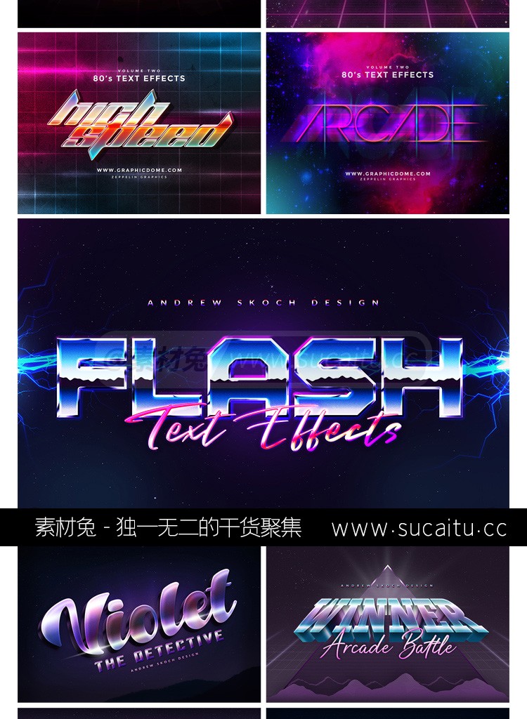 赛博朋克科幻未来字体特效海报文字效果样机PSD设计素材模板PS