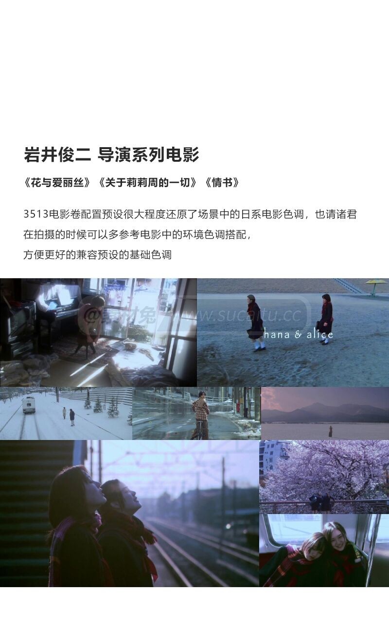3513电影卷岩井俊二配置文件预设 LUTS 日系胶片电影卷PSCamera Raw预设LR预设