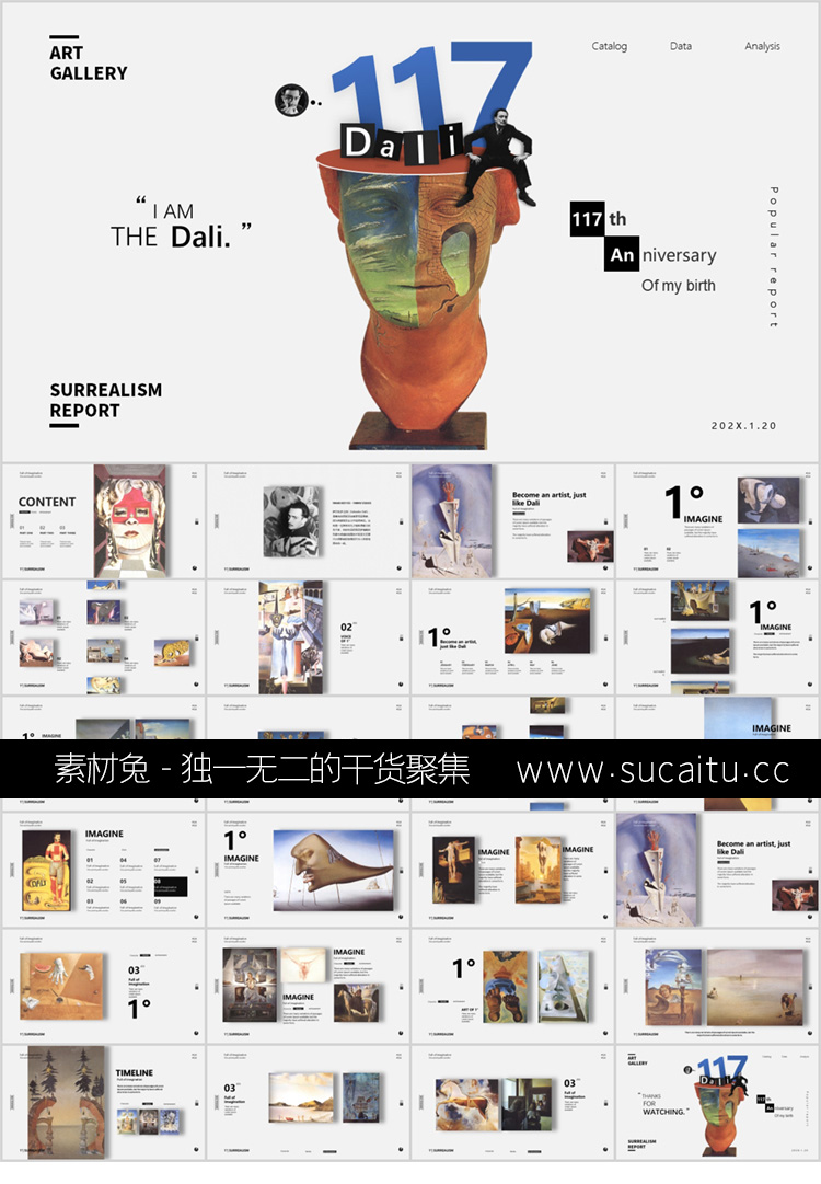 24套高级设计感作品集艺术展抽象艺术PPT模板文艺时尚美术鉴赏创意答辩课件