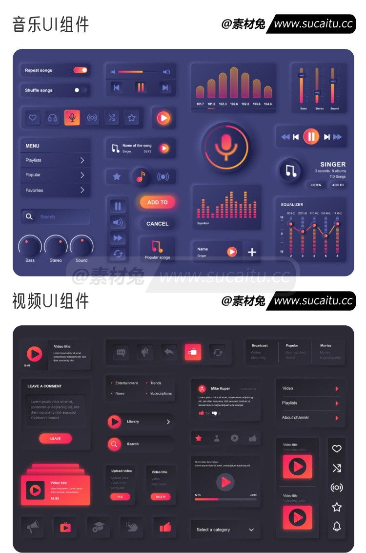 19套APP界面质感清新设计手机移动端交互系统框架图标UI创意模板素材