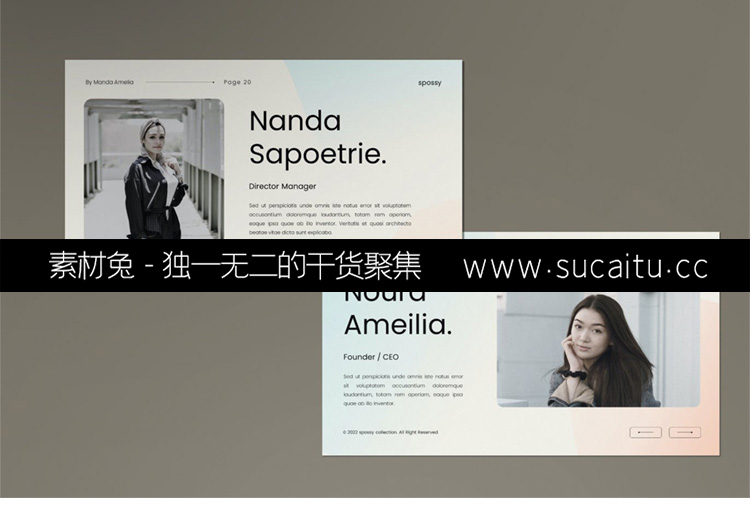 Spossy极简渐变全息艺术时尚PPT模板现代商务提案通用汇报策划
