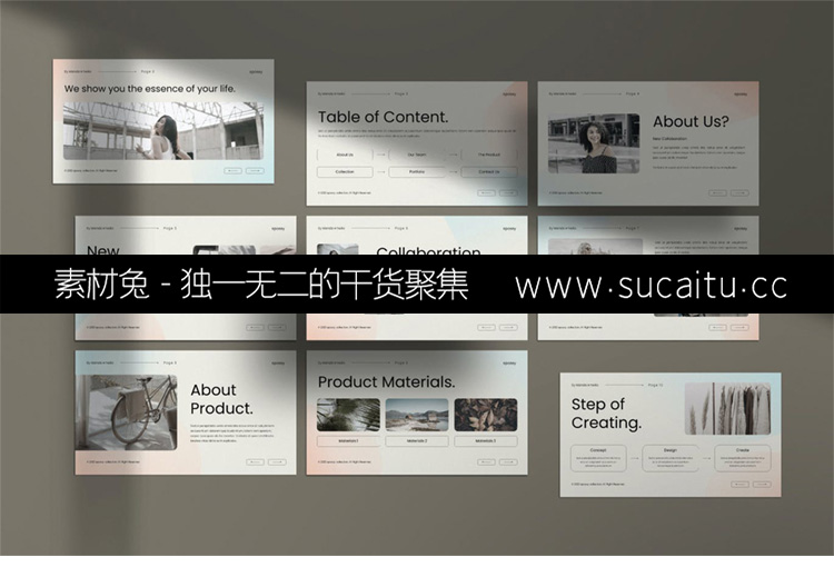 Spossy极简渐变全息艺术时尚PPT模板现代商务提案通用汇报策划