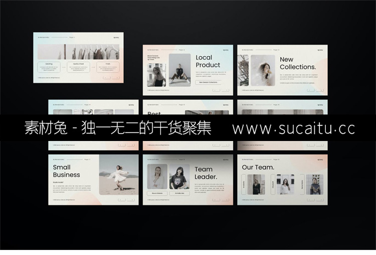 Spossy极简渐变全息艺术时尚PPT模板现代商务提案通用汇报策划