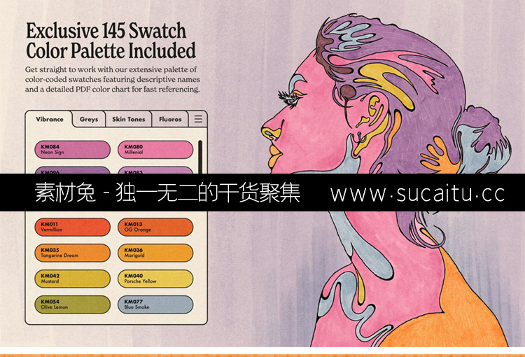 30款TRUE GRIT精品复古马克笔PS笔刷涂鸦水彩纹理笔触procreate绘画笔