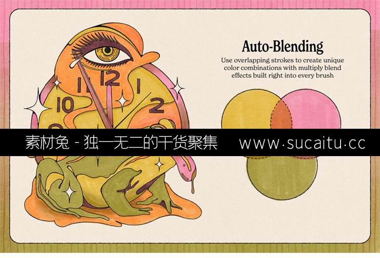 30款TRUE GRIT精品复古马克笔PS笔刷涂鸦水彩纹理笔触procreate绘画笔