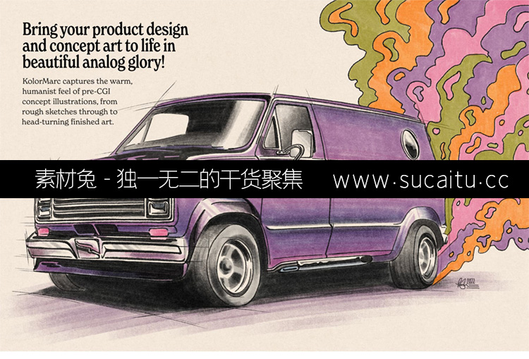 30款TRUE GRIT精品复古马克笔PS笔刷涂鸦水彩纹理笔触procreate绘画笔