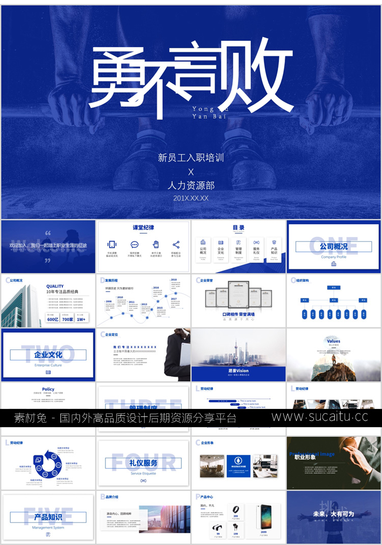 88套蓝色系PPT模板 高端大气简约企业宣传工作培训汇报商务年终报告模板