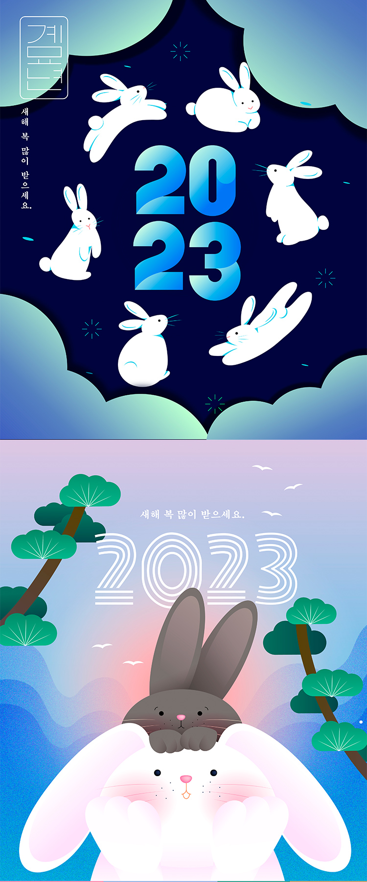 【兔年】2023新年中国风兔年插画海报
