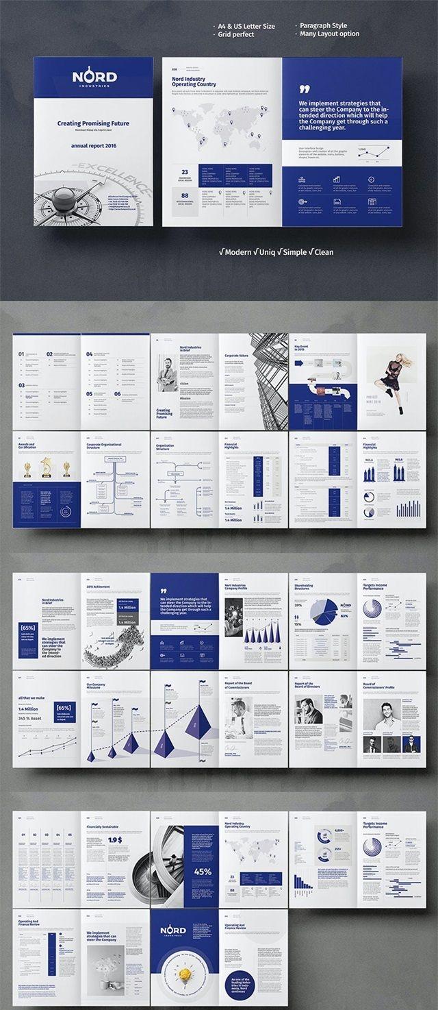 36P蓝色高端商务企业画册模板ID+PDF格式