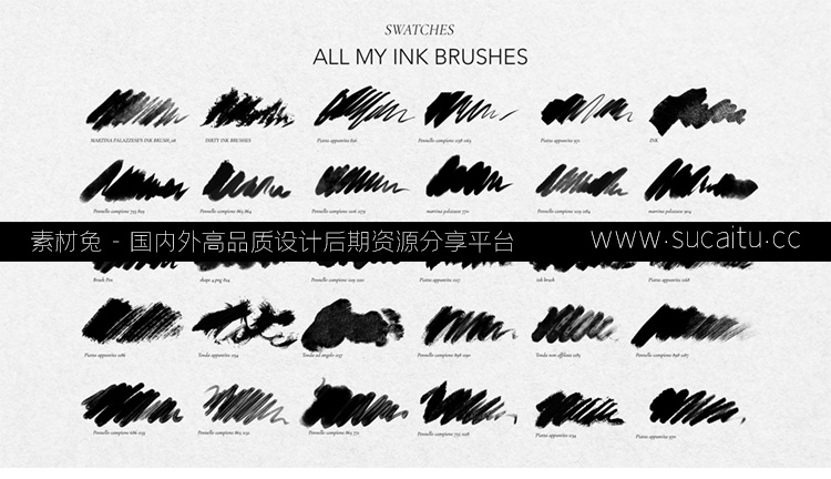 200款水墨中国风Ps笔刷墨水墨迹渲染纹理厚涂毛笔笔触古韵中式画笔abr