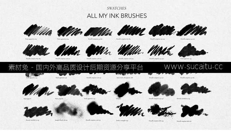 200款水墨中国风Ps笔刷墨水墨迹渲染纹理厚涂毛笔笔触古韵中式画笔abr