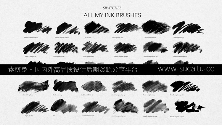 200款水墨中国风Ps笔刷墨水墨迹渲染纹理厚涂毛笔笔触古韵中式画笔abr