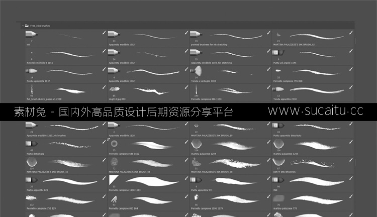 200款水墨中国风Ps笔刷墨水墨迹渲染纹理厚涂毛笔笔触古韵中式画笔abr