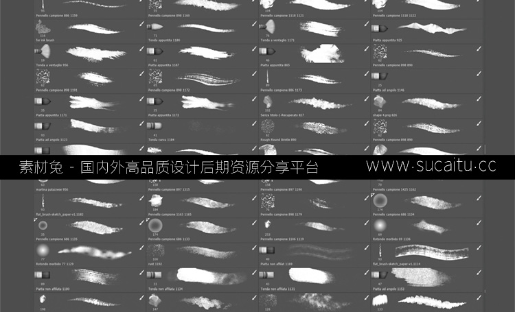 200款水墨中国风Ps笔刷墨水墨迹渲染纹理厚涂毛笔笔触古韵中式画笔abr