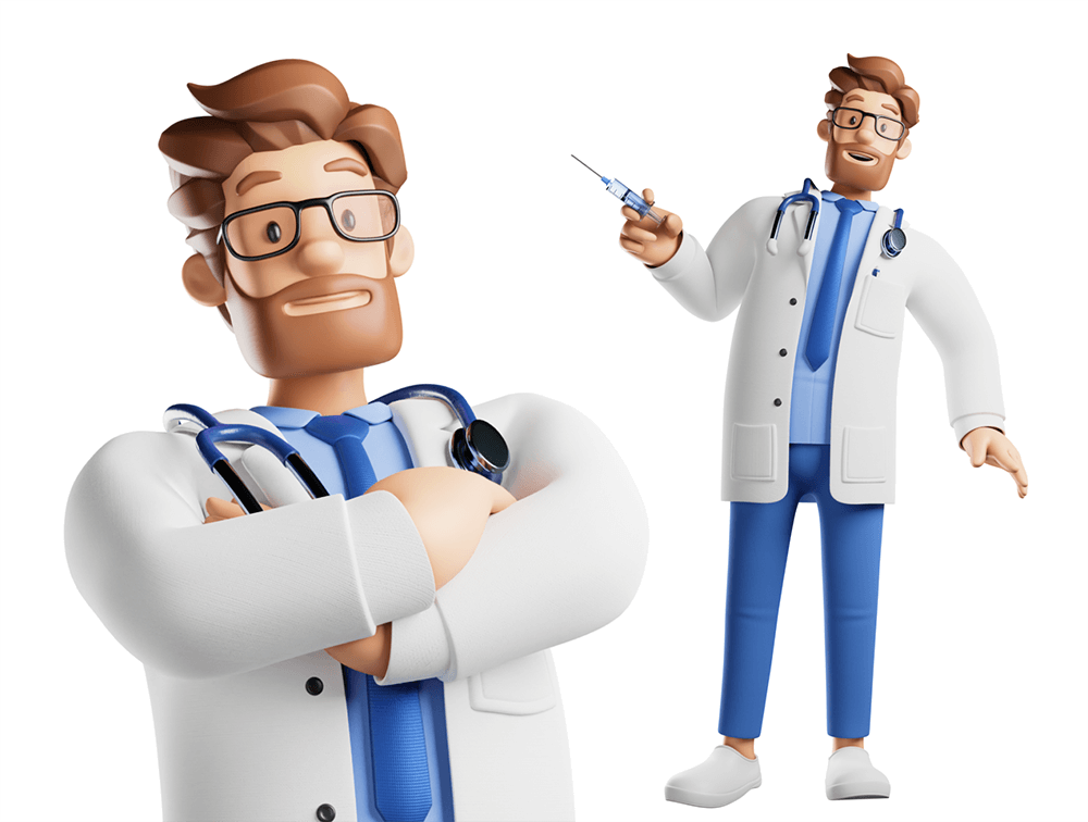 高质量Blender三维渲染男医生姿势库卡通人物形象3D插画素材 3D Character Doctor