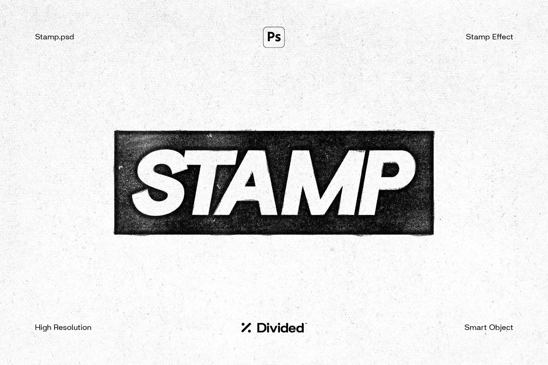 复古仿旧做旧艺术噪点颗粒印章效果PSD一键生成模板素材logo样机 Divided.Co – Stamp