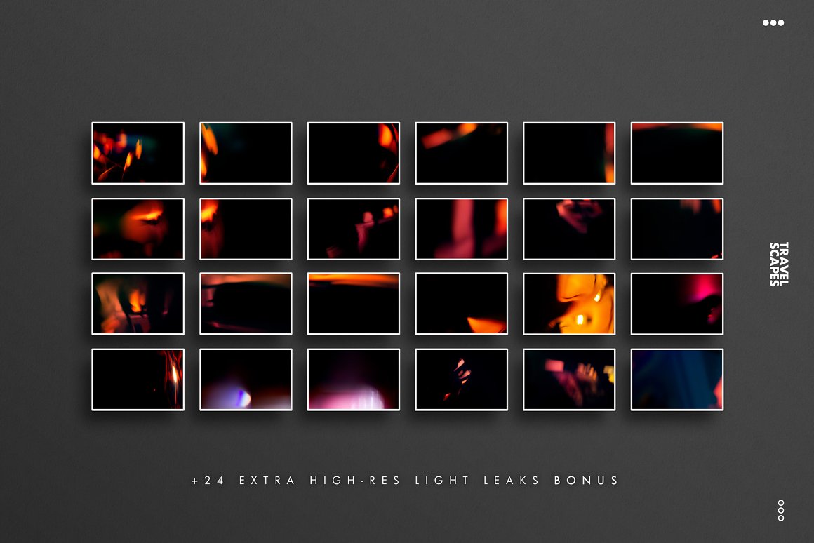 12款vlog旅拍旅行现代复古模拟照片Lightroom预设LR预设带复古烧伤漏光图片叠加素材 TRAVEL SCAPES | LR Landscape Looks